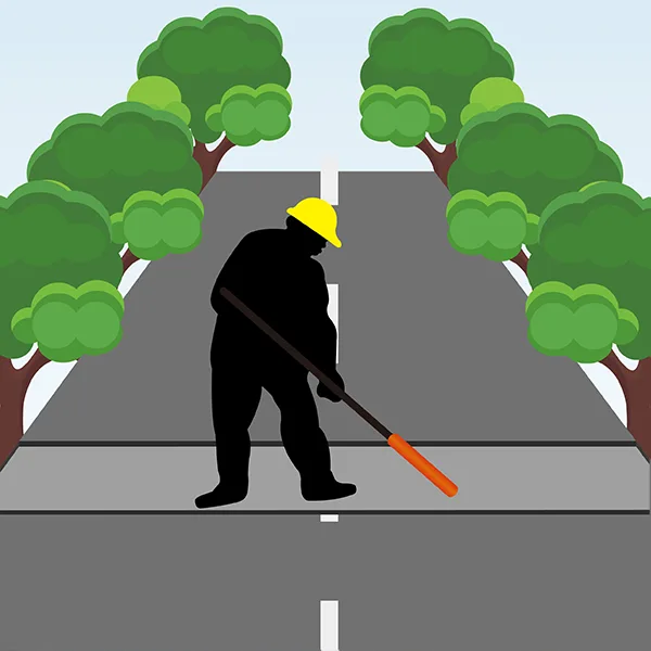The worker cleans the groove and dry it with a hot compressed air gun.